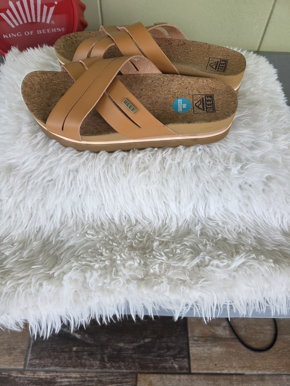Reef Women's Tan Platform Slide Sandals